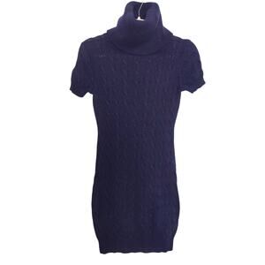 Ralph Lauren Rugby Women's Sz XS Navy Blue Cable Knit Turtleneck Sweater Dress